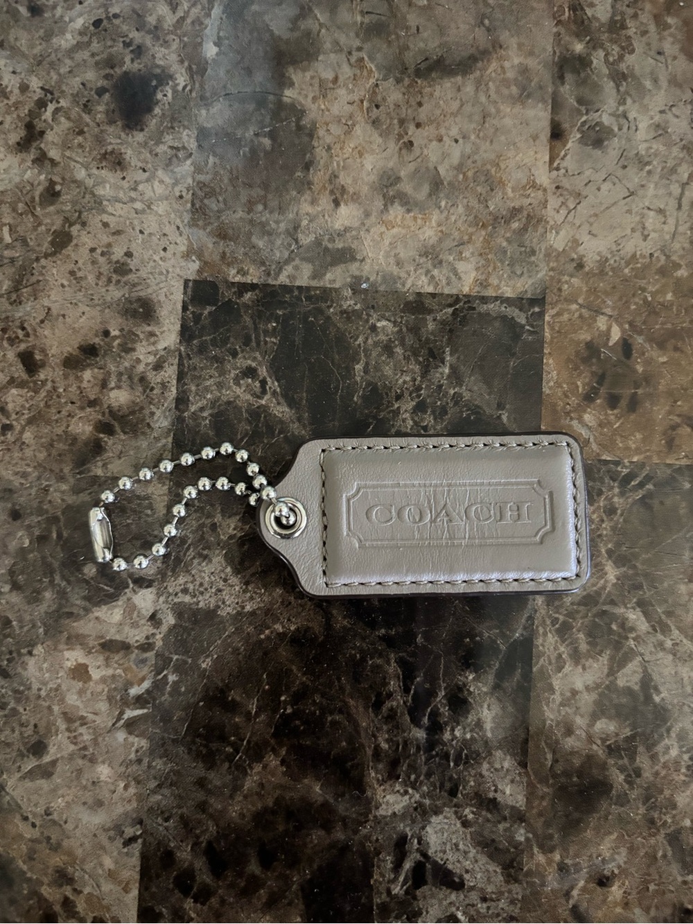 COACH Hang Tag Taupe 2” Leather Keychain Bag Charm Replacement Purse Accessory